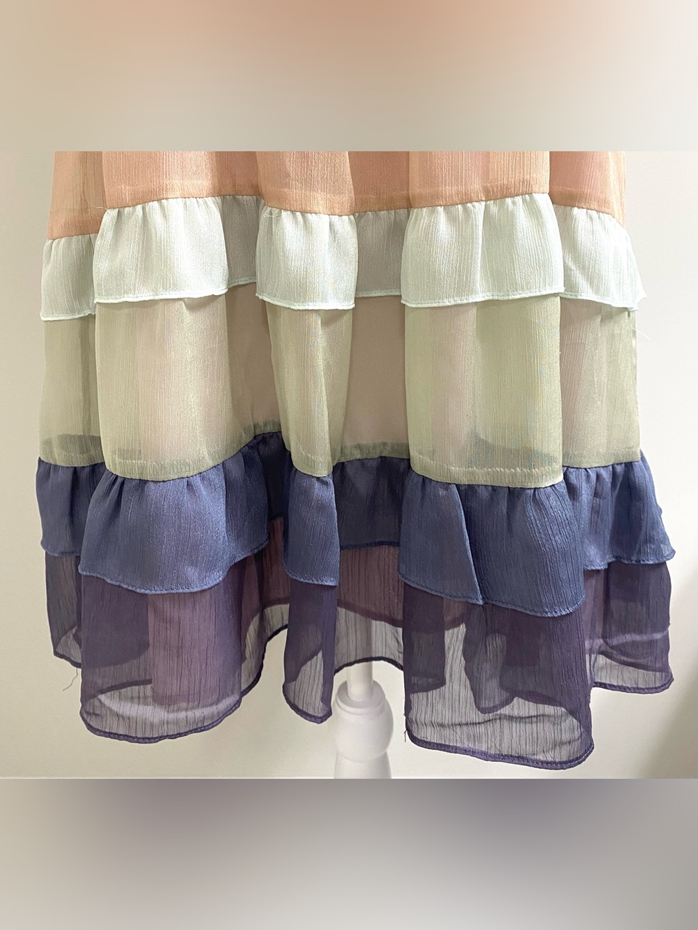 Storia Womens S Pastel Chiffon Ruffle Dress Boho Fall Fairy Cottagecore Feminine - Picture 3 of 14